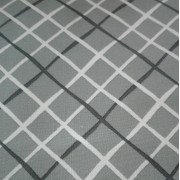 Grey Cotton Fabric  with White and Black Transverse Lines